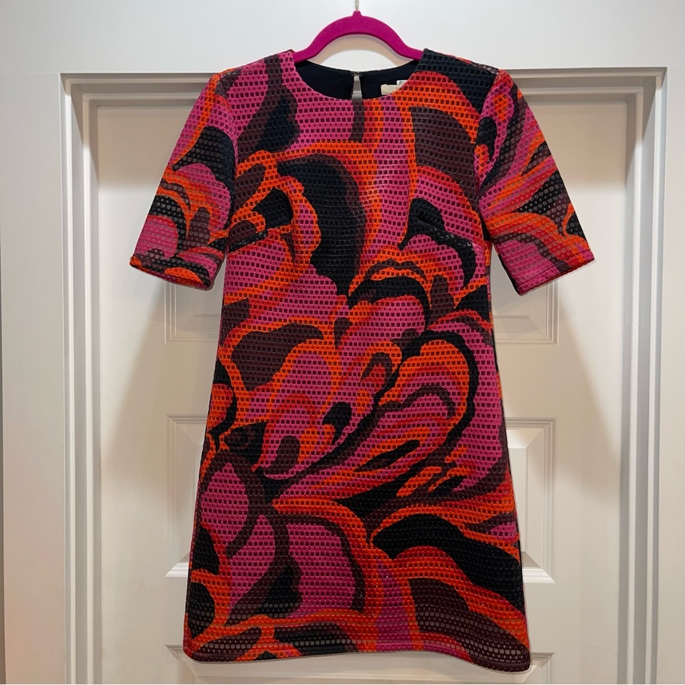 Trina Turk Nagoya Blossom Dress Mesh Overlay Short Sleeve Women's Size XS - Picture 6 of 12